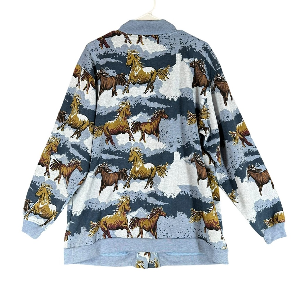 Blair Women’s L Large Horse AOP Jacket Equestrian Vintage 1990s Snap‎ Western - Picture 2 of 14